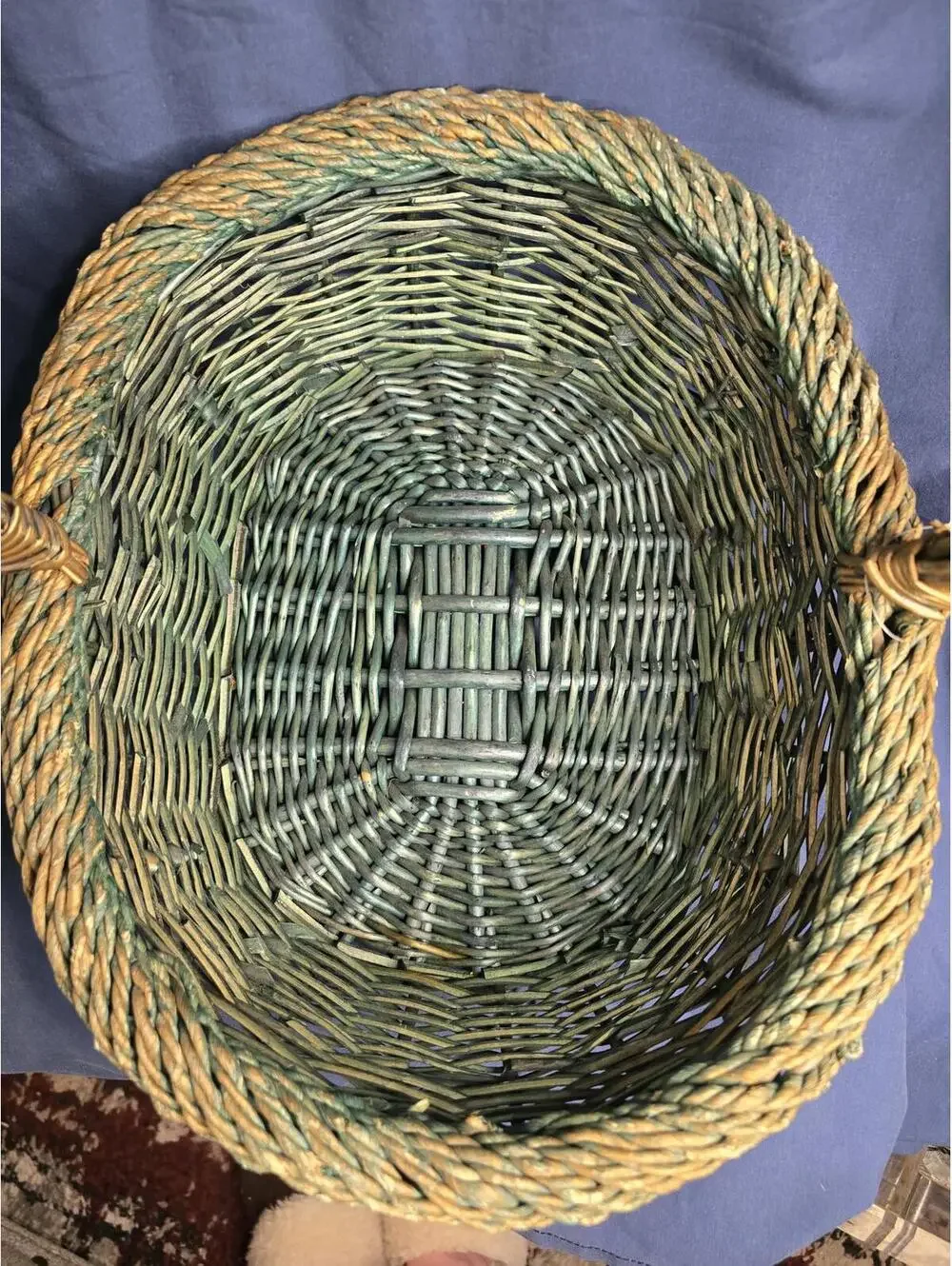Vintage Woven Rattan/Bentwood Gathering Basket